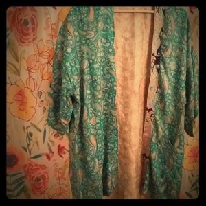 Kashi festival turquoise silk paisley kimono 2x
